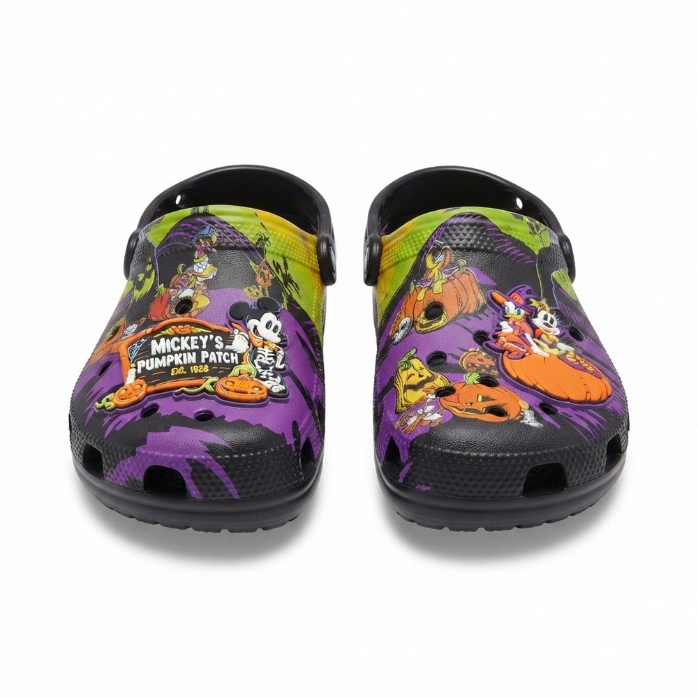 Mickey Mouse Halloween Pumpkin Patch Crocs Unisex M6 W8 Black Purple 210275-90H - Picture 4 of 12